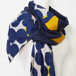 スカートNO.202 *優しい風*デザイナー手作り日本綿青大ドットフランススタイル楽しい黄色青色ロングスカーフ 1枚目の画像