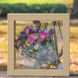 季節限定・オーデコロンミントとピンクミニローズ花束スワッグブーケ ～ ・透明感とお花を楽しむフラワーインテリア 1枚目の画像