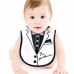 PUREST baby collection 【怎樣兜很帥】小紳士西裝圍兜‧口水巾 (白色款) 第1張的照片