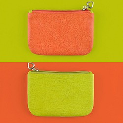 雙面拼色零錢包 卡包（橘紅色+芥末綠） 第1張的照片