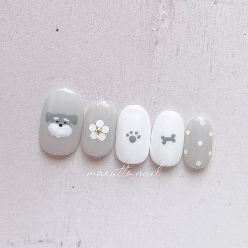 犬種別デザイン シュナウザーネイルチップ ネイルチップ ネイルシール Marutto Nail 通販 Creema クリーマ ハンドメイド 手作り クラフト作品の販売サイト