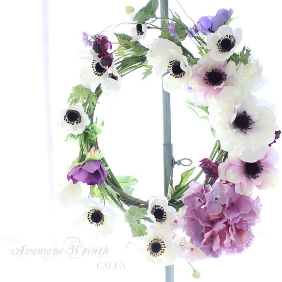 《1点物》アール・ヌーヴォー調　Oval Anemone Wreath〜Msize 1枚目の画像