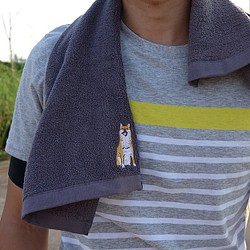 柴犬刺繡純棉毛巾 第1張的照片