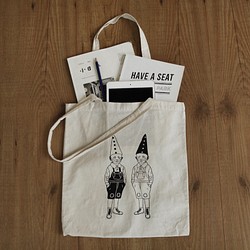 雙胞胎小鬼環保袋/插畫/手工絲網印刷/tote bag 第1張的照片