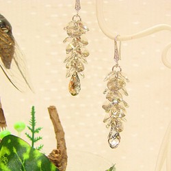 淺淺黑蕾絲吊燈垂墬水晶長耳環˙Jill&Joe獨家設計款 施華洛世奇元素 第1張的照片