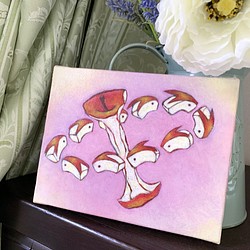 原画 油絵 アップルリングII リンゴうさぎのアート 抽象画  F0号 パープル モダンアート 1枚目の画像