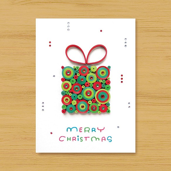 手作りロール紙カード：かわいいマジックサークルクリスマス-クリスマスギフトボックス 1枚目の画像