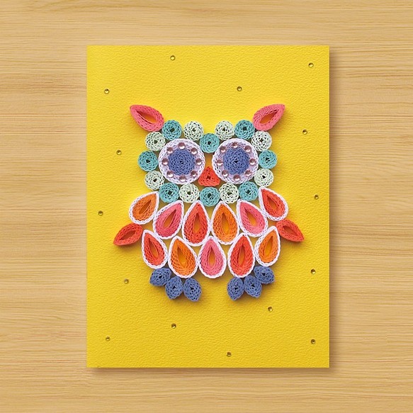 手工捲紙卡片：可愛貓頭鷹 B（生日卡、萬用卡、感謝卡） 第1張的照片