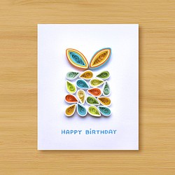 手工捲紙卡片：兔寶寶生日禮盒 C（生日卡、感謝卡、萬用卡） 第1張的照片