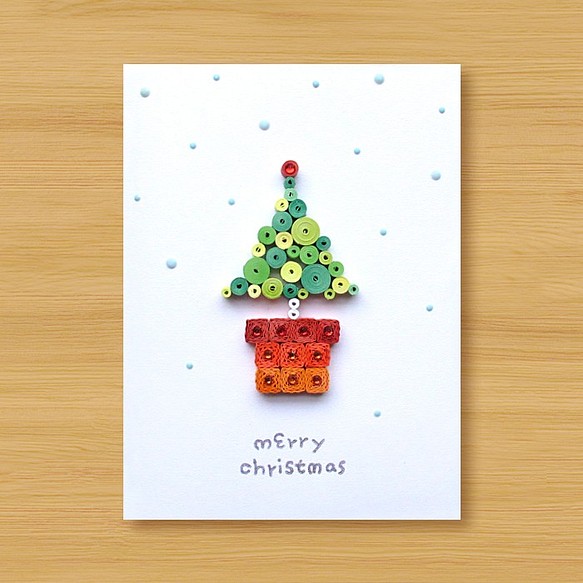 手工捲紙卡片：聖誕祝福小盆栽 merry christmas_C（聖誕卡、聖誕樹） 第1張的照片