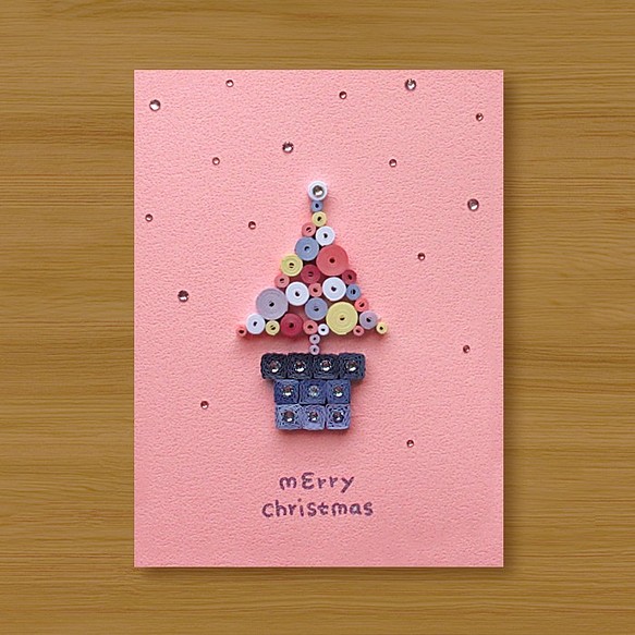 手工捲紙卡片：聖誕祝福小盆栽 merry christmas_D（聖誕卡、聖誕樹） 第1張的照片