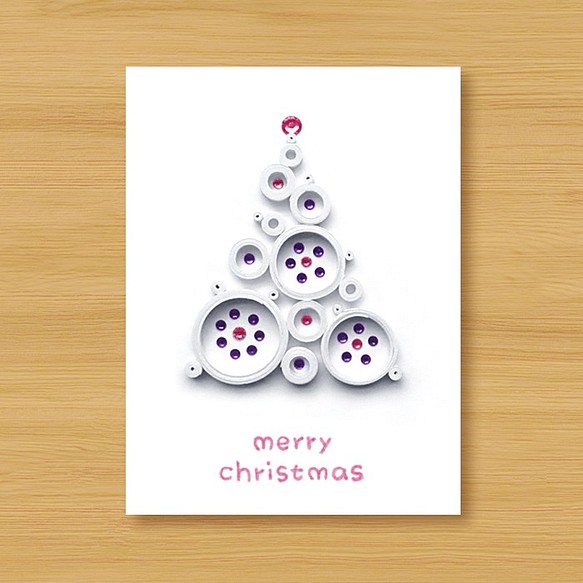 手工捲紙卡片：來自遠方的祝福，夢幻泡泡聖誕樹_B（聖誕卡、聖誕節、聖誕樹） 第1張的照片