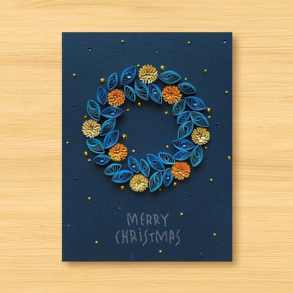 手工捲紙卡片：星空系列_花草漫遊聖誕花圈（聖誕卡、聖誕節） 第1張的照片
