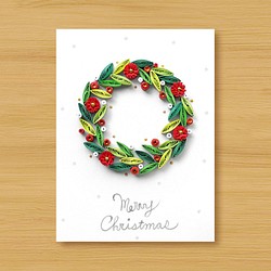 手工捲紙卡片：來自遠方的聖誕祝福_聖誕花圈 A（ 聖誕卡） 第1張的照片