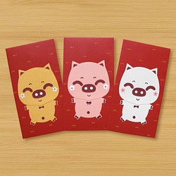 手作りの赤いバッグ：豚の祝福、幸せな豚は新年を歓迎します（1エントリー） 1枚目の画像