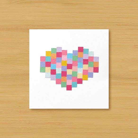 手作りカード：愛のモザイク - 心のフルA（恋人カード、ありがとうカード） 1枚目の画像