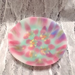 幻のガラス工芸パートドヴェール技法で制作　お花畑のようなサラダボウル小鉢 1枚目の画像