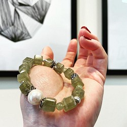 「 玉露 」 稀少 。綠色精靈 翠榴石（鈣鐵榴石）x 天然珍珠 第1張的照片