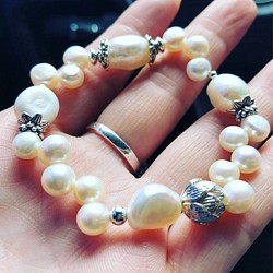 巴洛克 ✨ 天然隨型珍珠 簡約大方款 手鏈（已售出） 第1張的照片