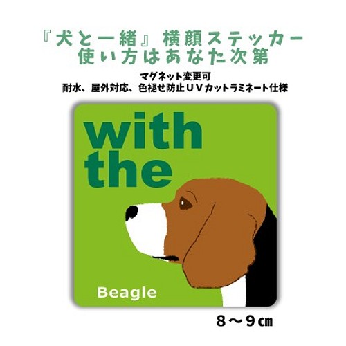 再販2】ビーグル犬 DOG IN CAR 『犬と一緒』横顔ステッカー 車 玄関 名