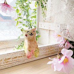 小春日和 わこねこ陶人形 /陶人形 猫 置物 桜 1枚目の画像