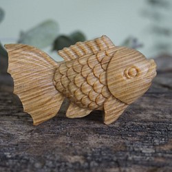 彫魚燒磁鐵 (越檜) - 木彫り woodcarving 古鳴木刻工作室 第1張的照片