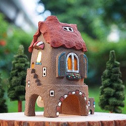 【燈屋 Lighted House】陶手作-可愛的家/Ceramic House/不含木頭.貓頭鷹/接單訂製 第1張的照片