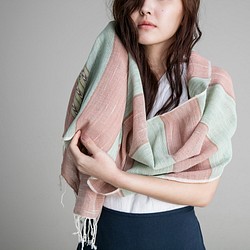 純棉手織圍巾 - 馬卡龍 第1張的照片