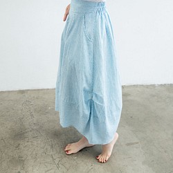 棉圓裙 - 藍白條 (春夏) - 長裙 第1張的照片