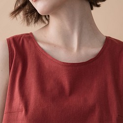 夏日短版背心 - 熱帶橙 Tucked sleeveless blouse - Tropical Orange 第1張的照片