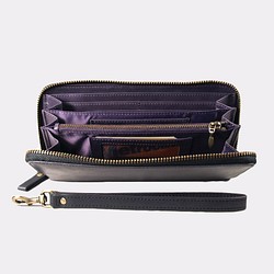 Montage Zip Leather Wallet with Wrist Strap - Black & Purple 1枚目の画像