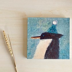 ニット帽の18cmパネル「おすましのペンギン」 1枚目の画像