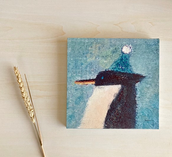 ニット帽の18cmパネル「おすましのペンギン」 1枚目の画像