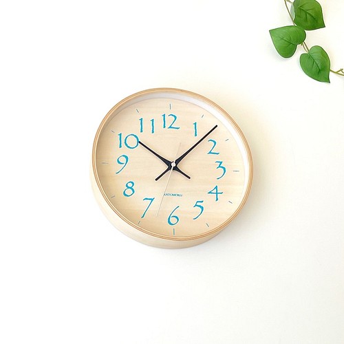 KATOMOKU plywood clock 22 電波時計 ライトグリーン ス www