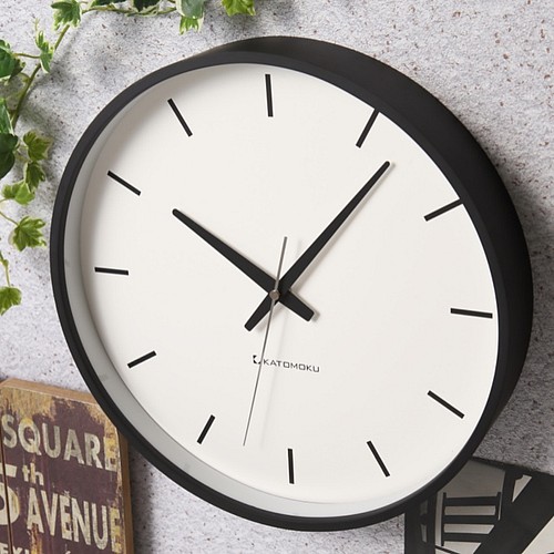 KATOMOKU plywood wall clock 5 電波時計 連続秒針 km-49BRC 掛け時計