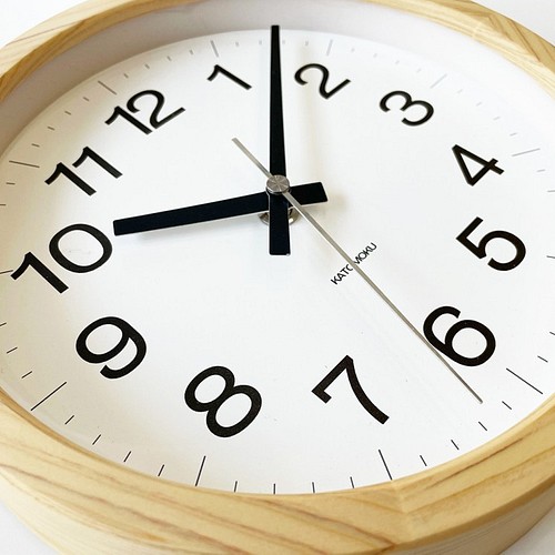 KATOMOKU muku clock 16 ヒノキ km-108HIRC 電波時計 連続秒針 小さい 