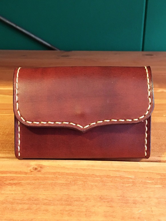 仕切りあり】Plain business card case【Brown×Beige】 emmanuelfranca