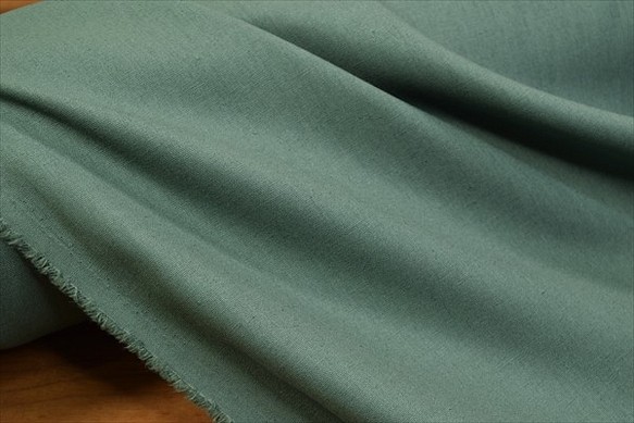 [棉麻帆布面料]棉亞麻/單色/日本製造/綠色 第1張的照片