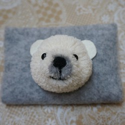[ヴィッキー]ベアの手作り羊毛脂のPomPomの_ポーラ・ベアホッキョクグマ顔紙袋 1枚目の画像