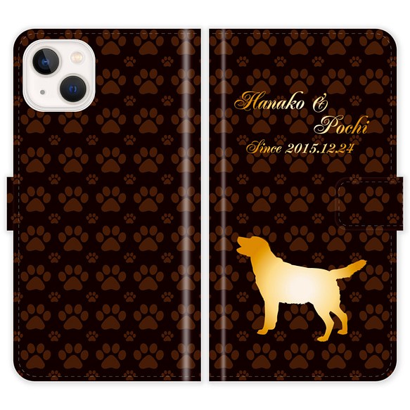 iPhone 13 12 11 XR XS X 8 7 Pro Max Mini Plus 手帳型 犬 肉球 ケース 1枚目の画像