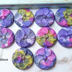 M702【18mm set 10pcs】印象花園紫羅蘭2孔鈕扣 第1張的照片