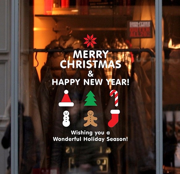 [ 送料無料 ] カラークリスマス・サンタクロース・クリスマス・スノー ウォールステッカー x129 1枚目の画像