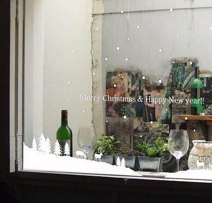 [ 送料無料 ] トナカイの町・サンタクロース・クリスマス・スノー ウォールステッカー x021 1枚目の画像