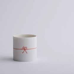 【記念日・贈り物】水引模様が可愛いフリーカップ！musubi cup / red 1枚目の画像