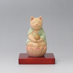 木彫り　薬師猫　猫仏2010 1枚目の画像