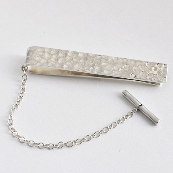 Sterling Silver Hammered Tie Clip 1枚目の画像