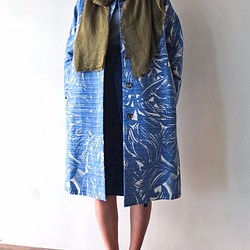 Palm Coat 土耳其藍印花排釦大衣 第1張的照片