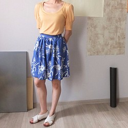 Ananas Skirt 日本進口藍白鳳梨印花棉A字裙 第1張的照片