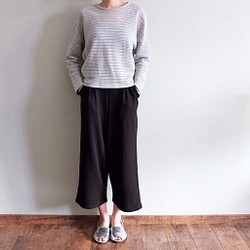 RUNGSTED PANTS 日本風黑色武士摺紋寬褲 第1張的照片
