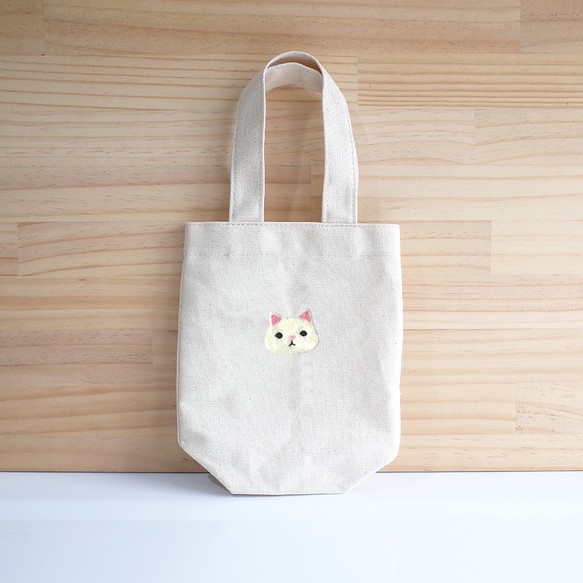 【Q-cute】羊毛氈飲料袋系列-貓貓頭/客製化-可加字 第1張的照片